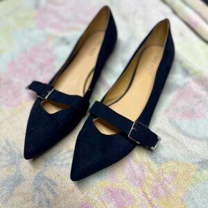 Nine West‎ Women’s Arleyo Navy Faux Suede Pointed Toe Buckle Flats Size 9M